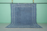 Minimalist Blue Moroccan Rug - Handwoven Berber Wool | 8.2 x 9.8 ft