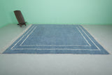 Minimalist Blue Moroccan Rug - Handwoven Berber Wool | 8.2 x 9.8 ft