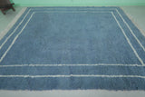 Minimalist Blue Moroccan Rug - Handwoven Berber Wool | 8.2 x 9.8 ft