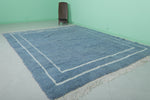 Minimalist Blue Moroccan Rug - Handwoven Berber Wool | 8.2 x 9.8 ft