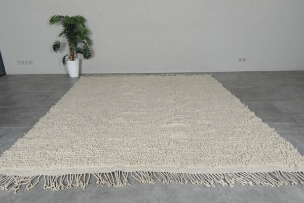 Large Moroccan beige rug 7.8 x 9 ft - Handwoven berber style