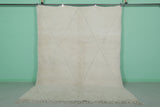 Elegant Moroccan Rug - 6.7 x 9.5 Ft, White with Diamond Pattern