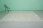 Elegant Moroccan Rug - 6.7 x 9.5 Ft, White with Diamond Pattern