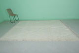 Elegant Moroccan Rug - 6.7 x 9.5 Ft, White with Diamond Pattern