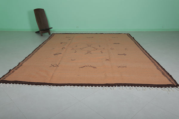 Handwoven Moroccan rug - Terracotta with tribal symbols | 8.7 x 10.9 ft