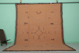 Handwoven Moroccan Rug - Terracotta with Tribal Symbols, 8.7 x 10.9 ft