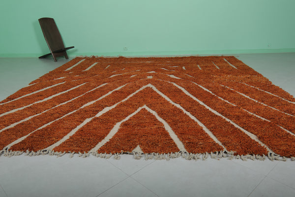 10.8 x 11.6 FT Moroccan rug – Earthy orange with bold geometric design