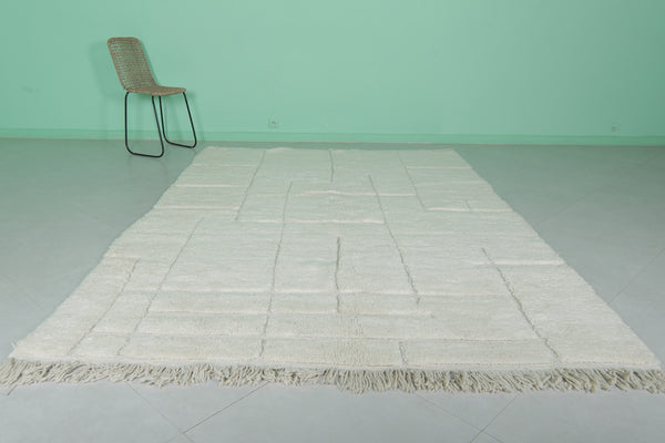Handmade 6.9 FT x 10 FT Moroccan wool rug - Minimalist patchwork design