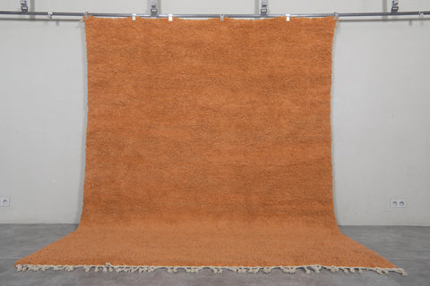 Custom Size Orange Moroccan Rug – Handmade Solid Carpet