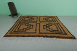 Geometric Moroccan Wool Rug - Earth Tones with Tribal Pattern | 7.1 x 7.9 ft
