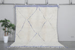 White Custom Size Carpet with Blue Patterns – Handmade Moroccan Rug