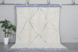 White Custom Size Carpet with Blue Patterns – Handmade Moroccan Rug