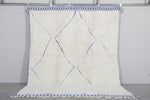 White Custom Size Carpet with Blue Patterns – Handmade Moroccan Rug