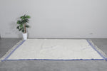 White Custom Size Carpet with Blue Patterns – Handmade Moroccan Rug