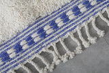 White Custom Size Carpet with Blue Patterns – Handmade Moroccan Rug