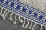 White Custom Size Carpet with Blue Patterns – Handmade Moroccan Rug