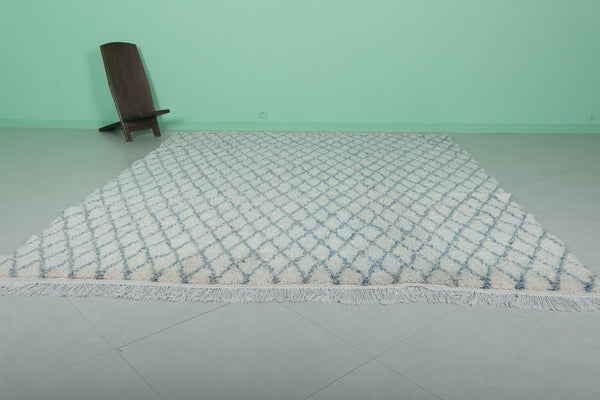 Large Moroccan diamond pattern rug - Handcrafted berber wool | 8.2 x 9.7 ft