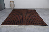 Large Brown Custom Checkered Moroccan Rug