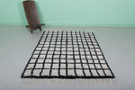 Handmade Berber Beni Ourain Rug – 4.6 x 6.5 ft Black and White Grid