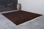 Large Brown Custom Checkered Moroccan Rug