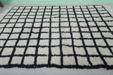 Handmade Berber Beni Ourain Rug – 4.6 x 6.5 ft Black and White Grid