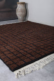 Large Brown Custom Checkered Moroccan Rug