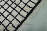 Handmade Berber Beni Ourain Rug – 4.6 x 6.5 ft Black and White Grid