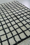 Handmade Berber Beni Ourain Rug – 4.6 x 6.5 ft Black and White Grid