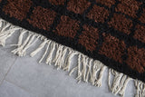 Large Brown Custom Checkered Moroccan Rug