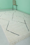 6.6 x 10.2 FT Moroccan Rug - Off-White Minimalist Diamond Pattern