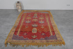 Authentic Red Wool Moroccan Berber Rug - 4.4 x 7.9 FT | Handwoven Artisan Decor