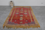 Authentic Red Wool Moroccan Berber Rug - 4.4 x 7.9 FT | Handwoven Artisan Decor