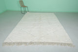 Elegant Moroccan Rug 7.1 X 9.9 FT - Plush Ivory Diamond Pattern with Minimalist Charm