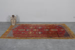 Authentic Red Wool Moroccan Berber Rug - 4.4 x 7.9 FT | Handwoven Artisan Decor