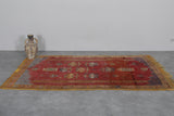 Authentic Red Wool Moroccan Berber Rug - 4.4 x 7.9 FT | Handwoven Artisan Decor