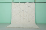 Elegant Moroccan Rug 7.1 X 9.9 FT - Plush Ivory Diamond Pattern with Minimalist Charm