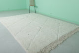 Elegant Moroccan Rug 7.1 X 9.9 FT - Plush Ivory Diamond Pattern with Minimalist Charm