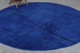 Handcrafted Round Moroccan Rug - 11 Ft, Bold Blue