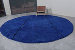 Handcrafted Round Moroccan Rug - 11 Ft, Bold Blue