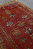 Authentic Red Wool Moroccan Berber Rug - 4.4 x 7.9 FT | Handwoven Artisan Decor