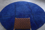 Handcrafted Round Moroccan Rug - 11 Ft, Bold Blue