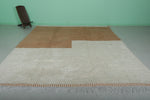 Modern Moroccan Rug - Minimalist Brown & Cream | 10 x 11.1 ft
