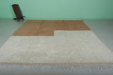 Modern Moroccan Rug - Minimalist Brown & Cream | 10 x 11.1 ft