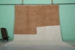 Modern Moroccan Rug - Minimalist Brown & Cream | 10 x 11.1 ft