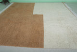 Modern Moroccan Rug - Minimalist Brown & Cream | 10 x 11.1 ft