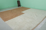 Modern Moroccan Rug - Minimalist Brown & Cream | 10 x 11.1 ft