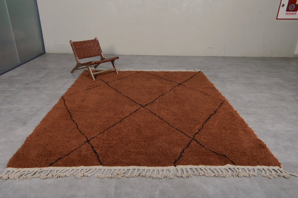 Handmade brown Moroccan rug - Custom wool design