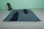 Blue Moroccan Handmade Rug - 7 x 8.1 ft Contemporary Berber Design