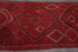 3.8 FT x 8.5 FT Red Azilal Wool Moroccan Carpet - Geometric Pattern, Handwoven