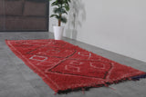 3.8 FT x 8.5 FT Red Azilal Wool Moroccan Carpet - Geometric Pattern, Handwoven